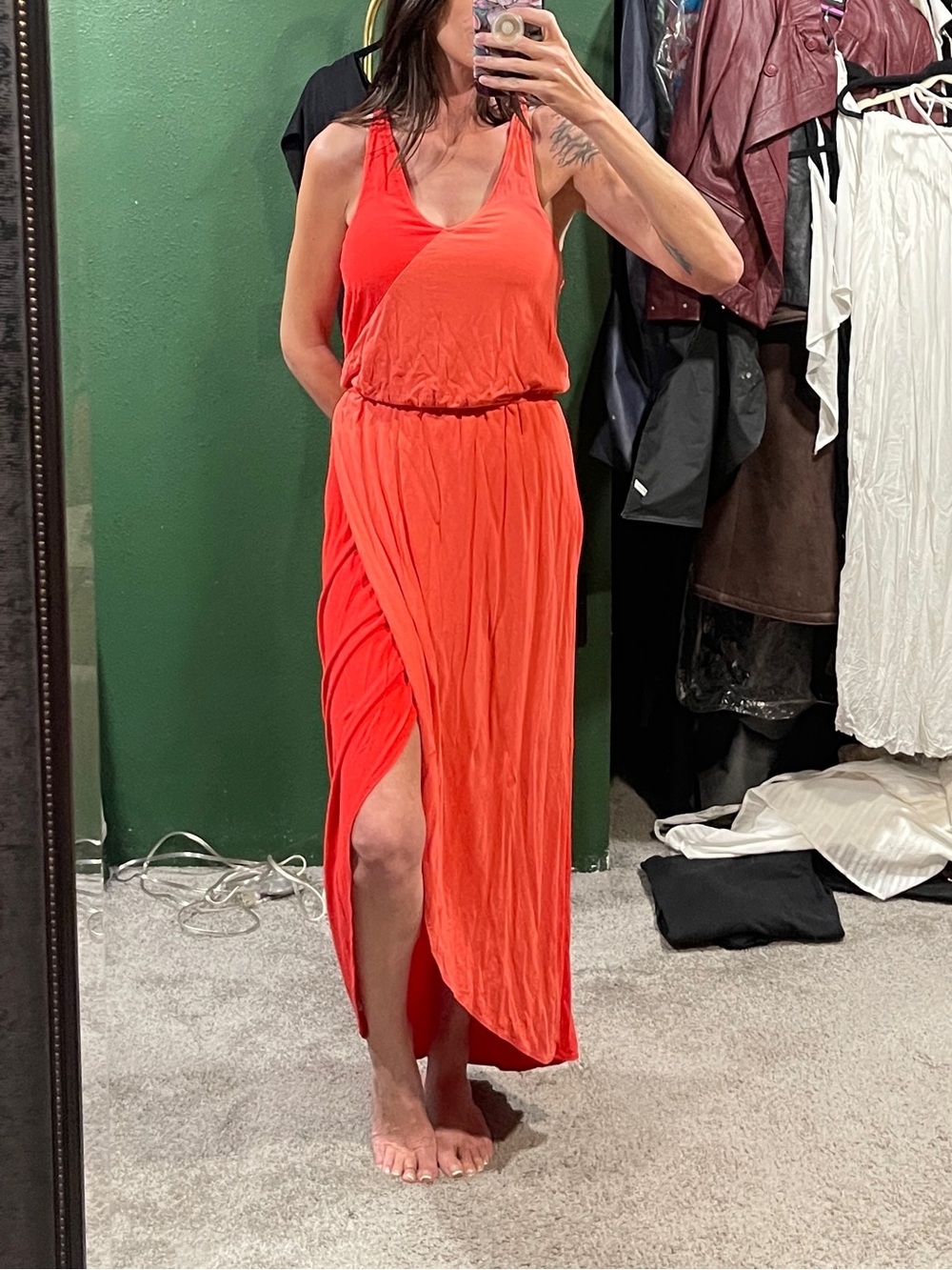 Vntg comfy soft coral block dress